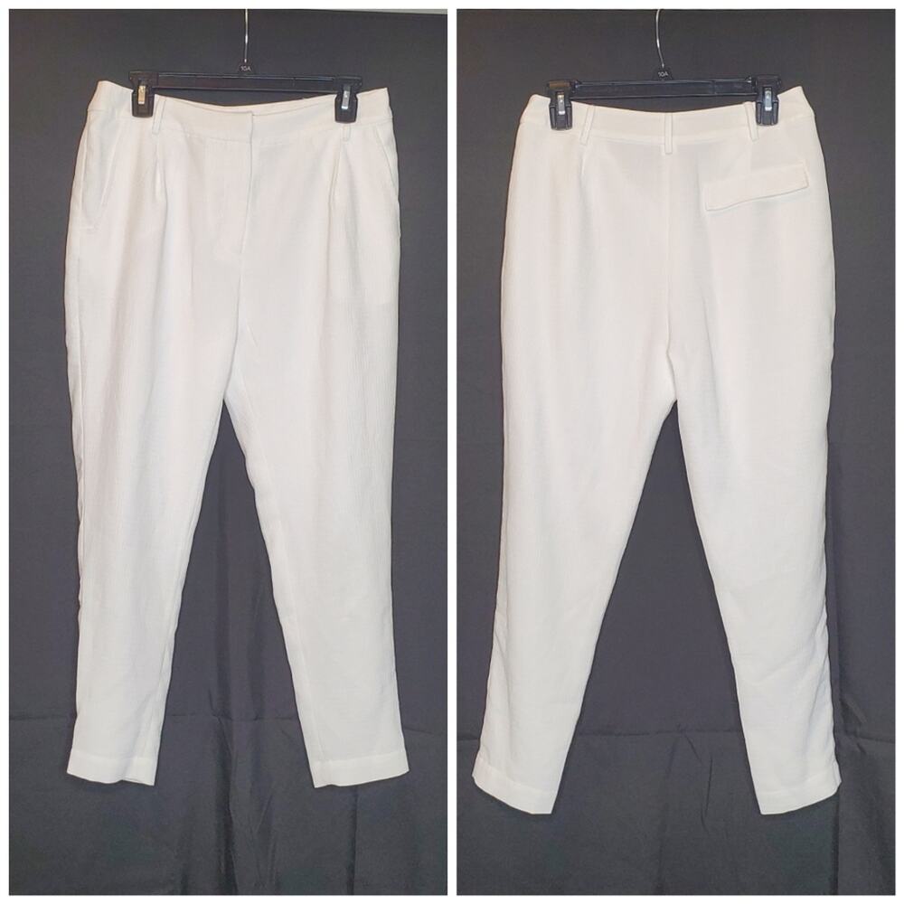 TY-LR Designer Sample White High Rise Cropped Pants EST Small Minimalist Preppy